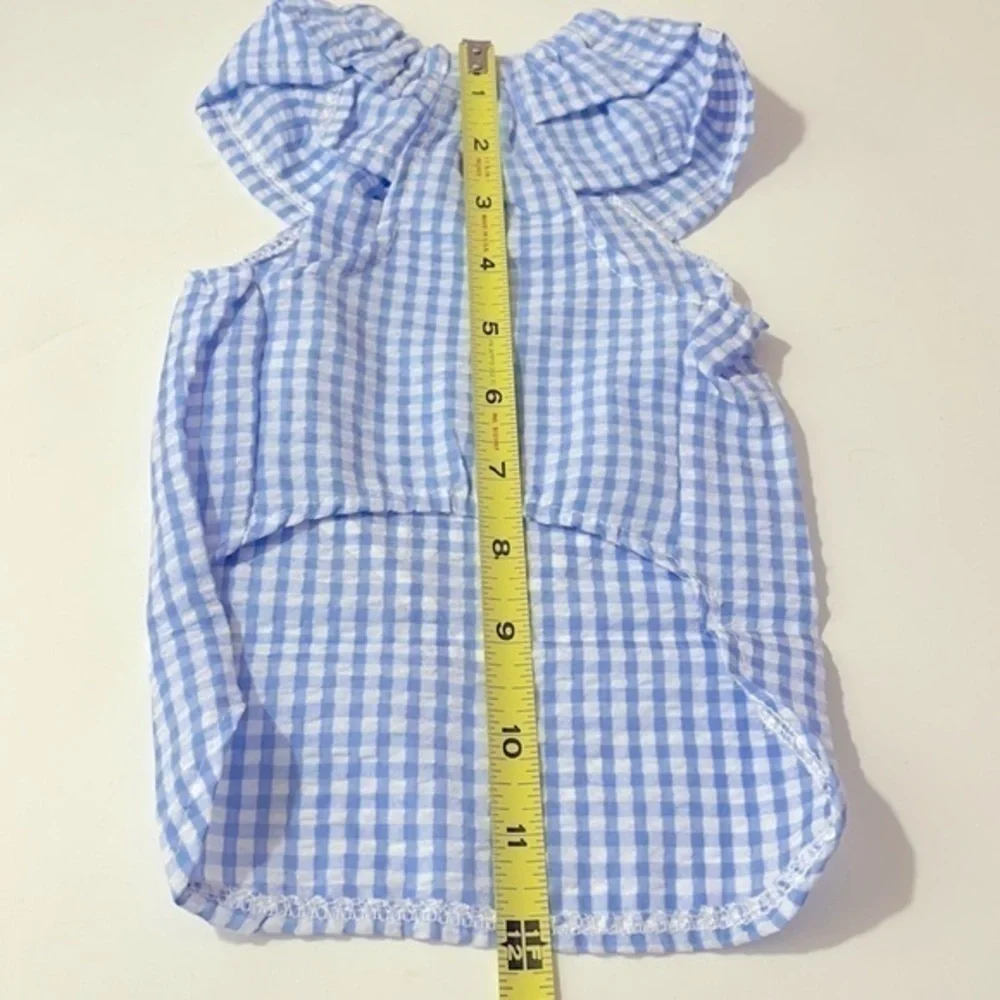 Momo the Yorkie Pet apparel dress blue checkered L